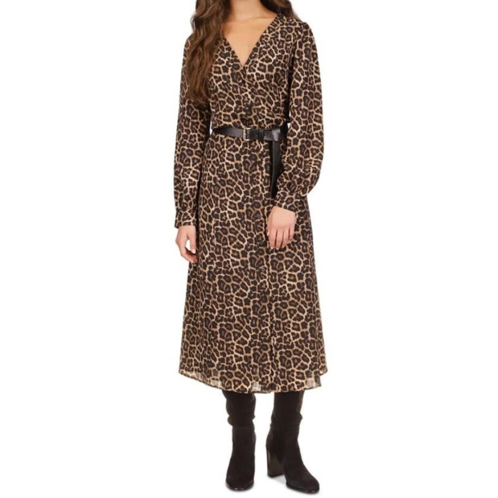 EUC Michael Kors Animal Print Long Sleeve Dress - Picture 5 of 6